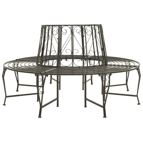 Oakestry Patio Tree Bench 63 in Steel Outdoor Garden Seating Furniture Weather Resistant Durable Heavy Duty Modern Backyard Porch Deck Lawn