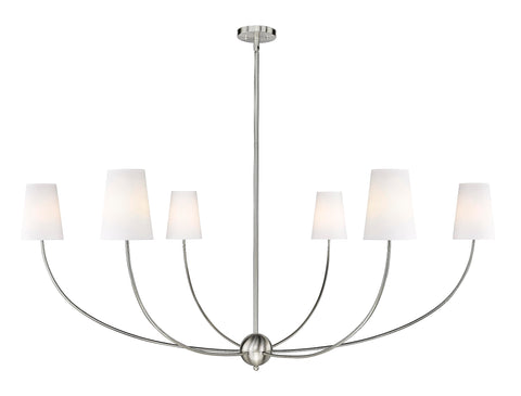 Oakestry 6 Light Chandelier Brushed Nickel Steel White Transitional, Traditional, Classical, Shade Ceiling Lighting Fixture for Dining Room Foyer Great Room Hallway Kitchen Modern Home Decor Hanging