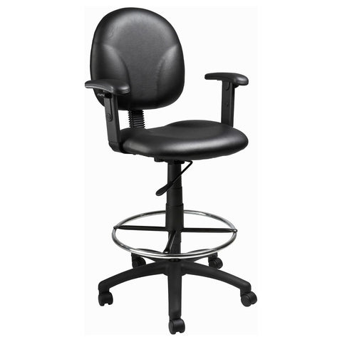 Boss Black Antimicrobial Drafting Stools W/Adj Arms & Footring