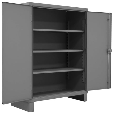 Oakestry Extra Heavy Duty Cabinet 48 x 24 x 66 in 12 Gauge Steel 3 Adjustable Shelves Recessed Doors Pad Lock Handle Gray Storage Cabinet