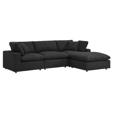 Oakestry Luxury Inspired Commix Down Filled Overstuffed Boucle Fabric 4-Piece Sectional Sofa Comfortable Indoor Sectional Sofa for Living Room Apartment Lounge Reception Area Premium Everyday Styling