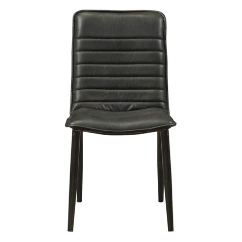 ACME Hosmer Side Chair (Set-2), Black Top Grain Leather & Antique Black