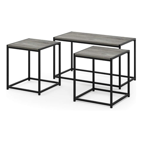 Oakestry Camnus Modern Living Room Table Set Coffee Table Two End Tables Wooden Furniture Contemporary Home Decor Accent Tables (French Oak Grey)