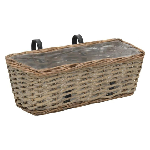 vidaXL Balcony Planter 2 pcs Wicker with PE Lining 15.7 inches