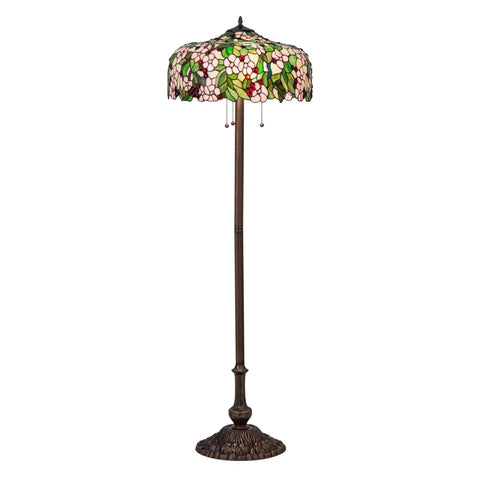 Oakestry 63InchH Tiffany Cherry Blossom Floor Lamp Elegant Floor Lamp Stained Glass Lighting Decorative Home Living Room Bedroom Office Vintage Style Durable Build Ambient Light