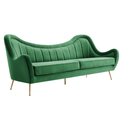 Oakestry Luxury Inspired Cheshire Channel Tufted Performance Velvet Sofa Comfortable Indoor Sofa for Living Room Apartment Lounge Reception Area Premium Daily Styling