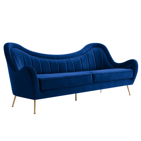 Oakestry Luxury Inspired Cheshire Channel Tufted Performance Velvet Sofa Comfortable Indoor Sofa for Living Room Apartment Lounge Reception Area Everyday Premium Styling