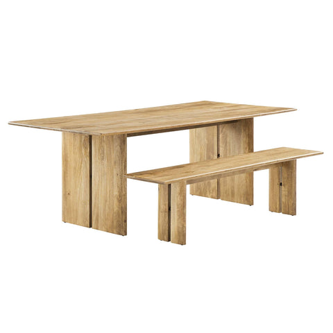 Oakestry Amistad 86" Wood Dining Table and Bench Set