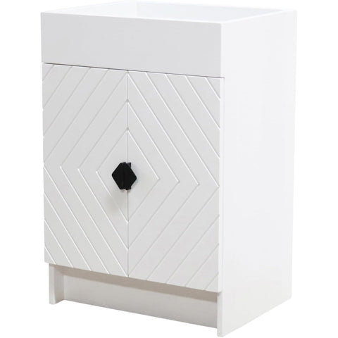 Oakestry 23" Single Sink Foldable Bathroom Vanity Cabinet, White Finish, Freestanding Solid Wood & Plywood Vanity with Soft-Close Shaker Doors and Adjustable Shelf