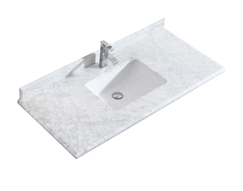 Oakestry Carrara Countertop Forty-Eight Inch with Rectangle Sink, Single Hole Faucet Ready, Premium Solid Surface