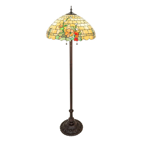 Oakestry 62 in High Duffner & Kimberly Hollyhock Floor Lamp Elegant Floor Lamp Stained Glass Lighting Decorative Home Living Room Bedroom Office Vintage Style Durable Build Ambient Light