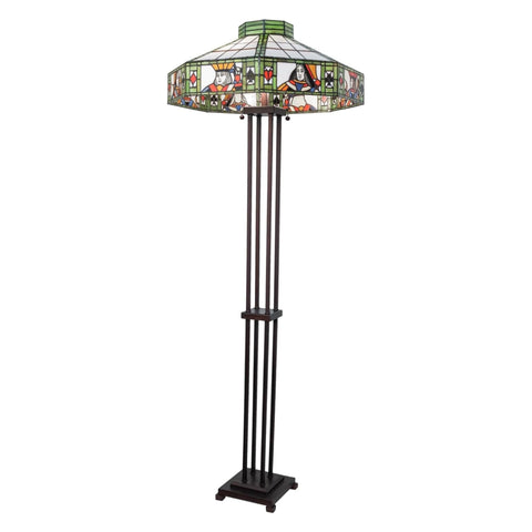 Oakestry 61 in High Poker Face Floor Lamp Elegant Floor Lamp Stained Glass Lighting Decorative Home Living Room Bedroom Office Vintage Style Durable Build Ambient Light
