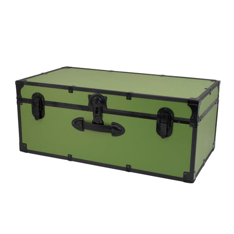 Oakestry Lockable Classic Trunk Olive Grove Metal Storage Chest Heavy Duty Portable Secure Organizer With Smooth Mobility