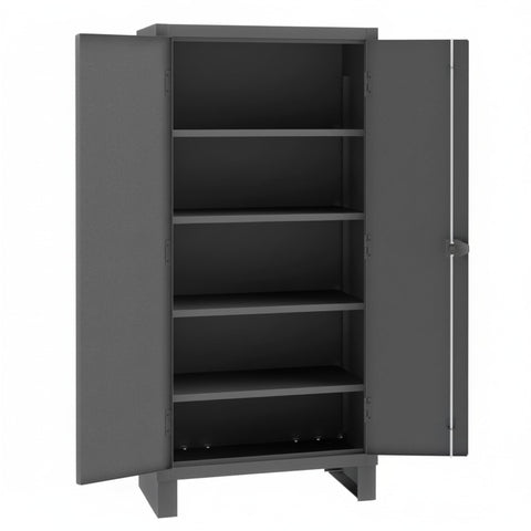 Oakestry Heavy Duty Cabinet 36 x 24 x 78 in 14 Gauge Steel 4 Adjustable Shelves Recessed Doors Pad Lock Handle Gray Storage Cabinet