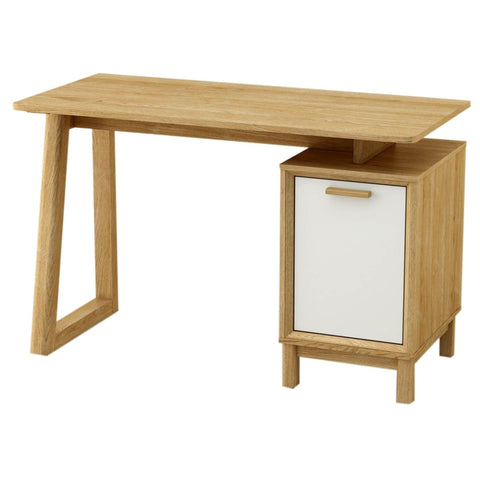 Oakestry Kathy Compact Writing Desk for Home Office—Engineered Wood Laptop Table with Water-Resistant PVC Laminate and Under-Desk Storage for Books, Files, and Office Supplies