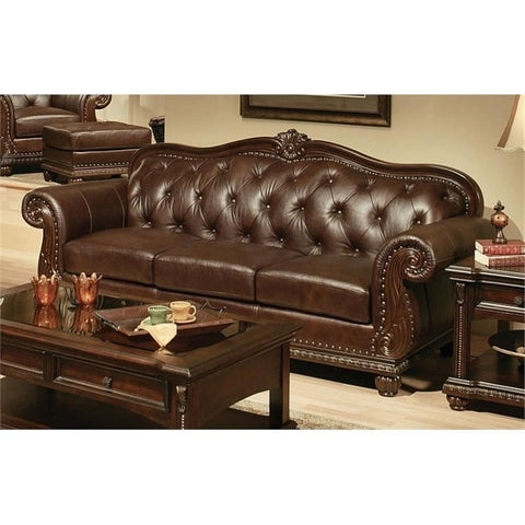 ACME Anondale Sofa, Espresso Top Grain Leather Match