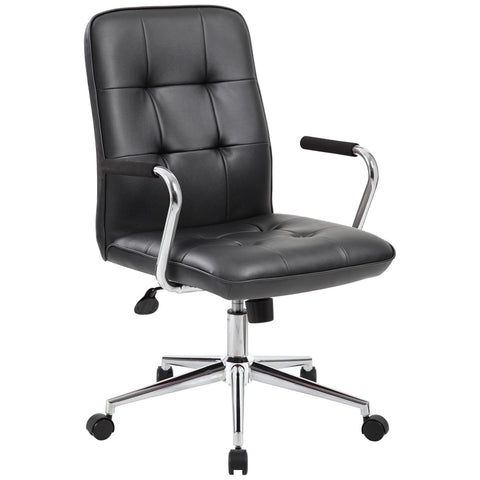Boss Modern Office Chair w/Chrome Arms - Black