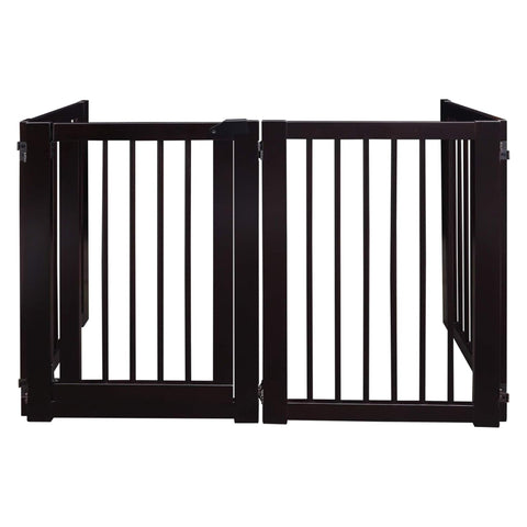Free Standing Pet Gate with Door-Espresso