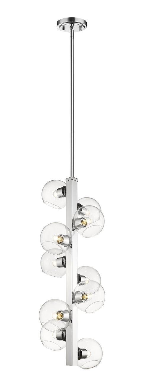 Oakestry 10 Light Chandelier Chrome Steel Clear Architectural Modern Contemporary, Transitional Ceiling Lighting Fixture for Bedroom Dining Room Dinette Foyer Hallway Kids Room Kitchen Kitchenette