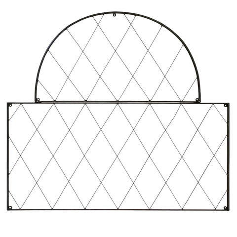 Oxfordshire Wrought Iron Trellis, 46" W x 42" H Modular Wall-Mounted Garden Trellis, Diamond Lattice Design, Black Powder Coated