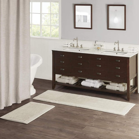 Splendor Reversible Cotton 3000 GSM Tufted Bathroom Rug Plush High Pile Bath Mat Absorbent for Bathroom, Kitchen, or Laundry Room, 24x72, Natural