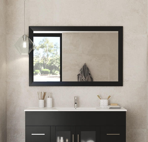 Oakestry Fully Framed Espresso Wall Mirror Forty-Eight Inch, Luxury Home Décor Accent with Sleek Modern Design and Elegant Finish