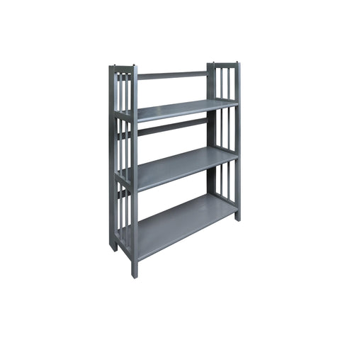 3-Shelf Folding Stackable Bookcase 27.5In Wide Slate Gray