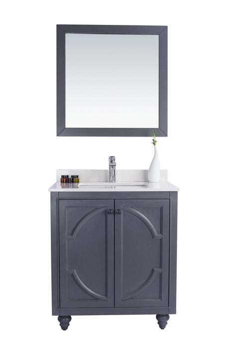 Oakestry Odyssey 30 Inch Maple Grey Bathroom Vanity Single Sink White Quartz Countertop Freestanding Modern Storage Cabinet Soft Close Doors Luxury Washroom Furniture