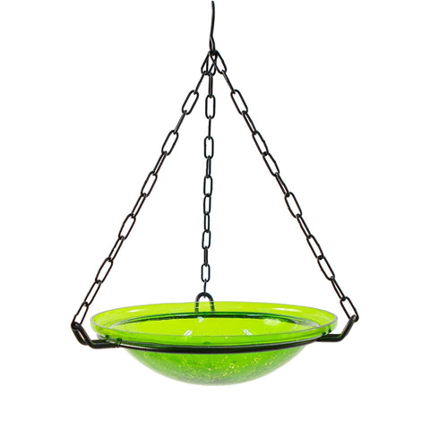 Oakestry 12 Inch Fern Green Hanging Birdbath Decorative Outdoor Garden Water Bowl Stylish Hanging Design Durable Construction Patio Garden Accent Weather Resistant Long Lasting