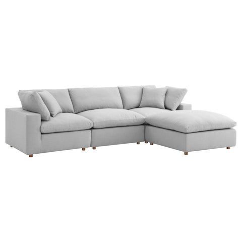 Oakestry Luxury Inspired Commix Down Filled Overstuffed 4 Piece Sectional Sofa Set Comfortable Indoor Sectional Sofa for Living Room Apartment Lounge Reception Area Premium Daily Styling