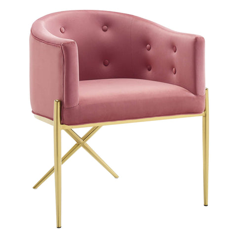 Oakestry Savour Tufted Performance Velvet Accent Dining Armchair Upholstered Modern Accent Chair Foam Cushioned Seat Dining Living Room Seating Furniture
