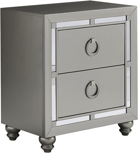 Oakestry Night Stand Riley Nightstand, Silver