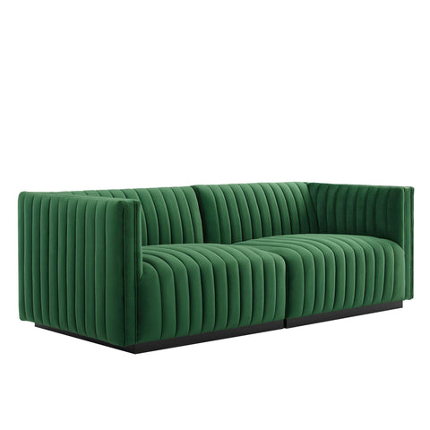 Oakestry Luxury Inspired Conjure Channel Tufted Performance Velvet Loveseat Comfortable Indoor Loveseat for Living Room Apartment Lounge Reception Area Premium Everyday Styling