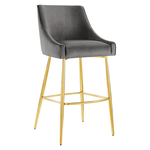 Oakestry Premium Discern Performance Velvet Bar Stool Blending Decorative Functionality Timeless Styling and Premium Presentation for Contemporary and Transitional Interiors