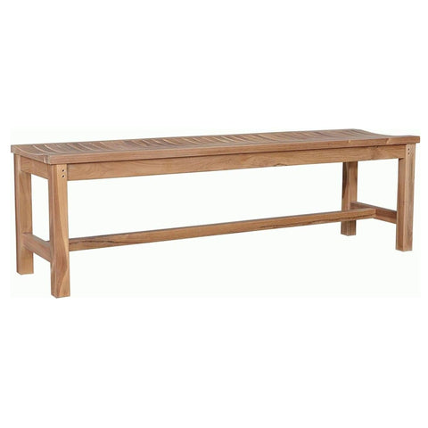 Oakestry Backless Teak Bench with Center Curve – Solid Teak Outdoor Seating with Water-Based Weather Protection; Versatile Picnic or Dining Bench Compatible with Sunbrella Cushions