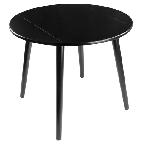 Oakestry Moreno Round Double Drop-Leaf Dining Table, 37" Space-Saving Table for Apartments & Dining Rooms, Classic Black Finish
