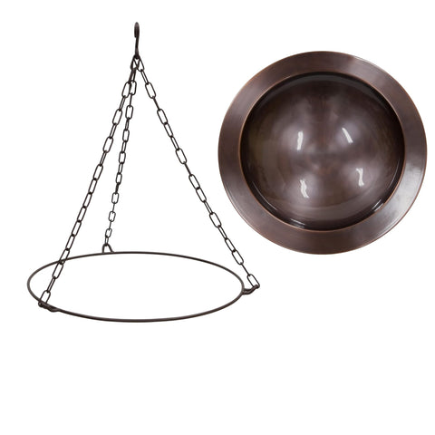Oakestry 18 Inch Classic Copper Hanging Birdbath Decorative Outdoor Garden Water Bowl Timeless Design Durable Construction Hanging Style Patio Garden Accent Long Lasting