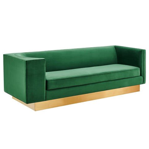 Oakestry Luxury Inspired Eminence Upholstered Performance Velvet Sofa Comfortable Indoor Sofa for Living Room Apartment Lounge Reception Area Premium Daily Styling