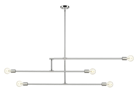 Oakestry 5 Light Chandelier Chrome Steel Sleek, Modern, Contemporary, Urban Ceiling Lighting Fixture for Dining Room Foyer Great Room Hallway Kitchen Modern Home Decor Hanging Light
