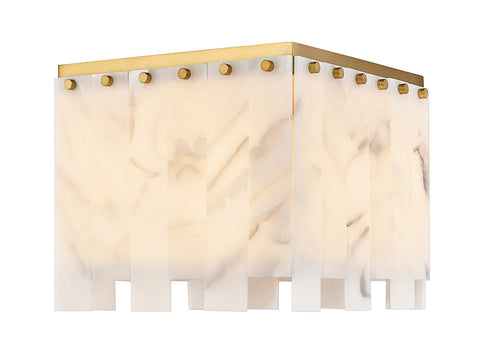 Oakestry Viviana 4 Light Flush Mount Ceiling Light Fixture with Rubbed Brass Finish, 240 Watt Bright Output, Elegant Modern Design, Low Profile Lighting for Bedroom Living Room Kitchen
