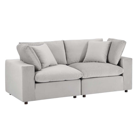 Oakestry Luxury Inspired Commix Down Filled Overstuffed Performance Velvet Loveseat Comfortable Indoor Loveseat for Living Room Apartment Lounge Reception Area Premium Everyday Styling