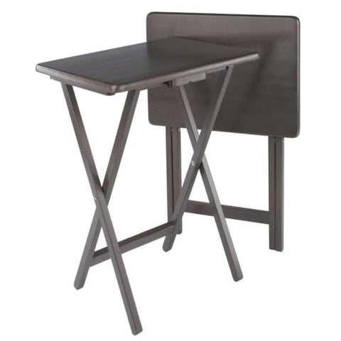 Oakestry Alex 2-Piece Folding Snack Table Set in, Compact TV Tray Tables for Living Room, Bedroom, Small Spaces & Easy Storage