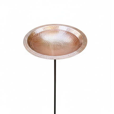 Oakestry Hammered Solid Copper Birdbath Garden Stake Outdoor Decorative Wildlife Water Bowl Yard Patio Lawn Pollinator