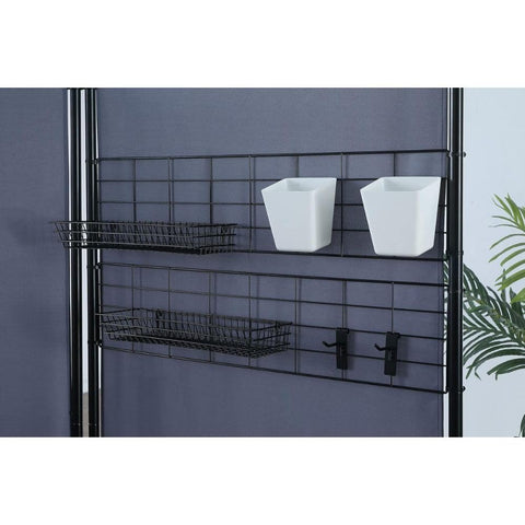 Oakestry Galaxy II 2-Panel Room Divider with Storage Rack Privacy Partition Folding Screen with Wire Nets Plastic Bins Peg Hooks Wire Tray Baskets Space-Saving Organizer for Home Office, Gray