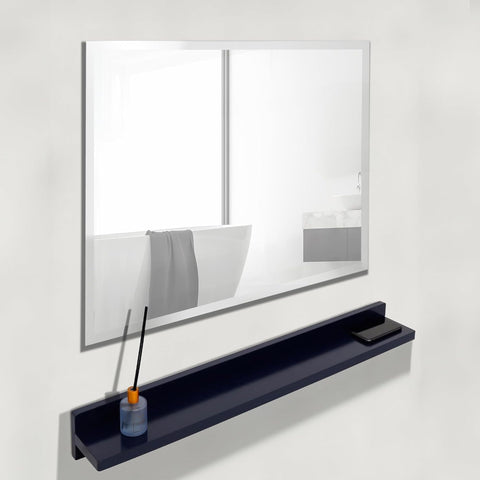 Oakestry 30 Inch Wall Mounted Frameless Mirror Set with Wireless Charging Shelf Modern Vanity Mirror Polished Edge Built in Charging Station Storage Shelf Bathroom Bedroom Easy Installation