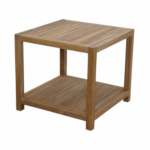 Oakestry Glenmore 22" Teak Side Table with 2-Tier Shelf, Premium Grade-A Leftover Teak, Outdoor Patio End Table with Water-Based Finish – Chapman Collection