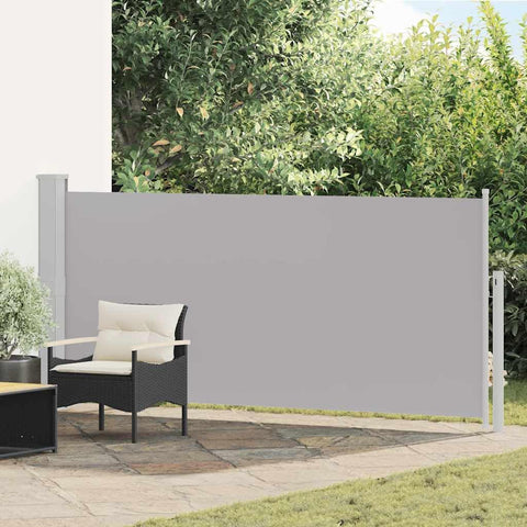 Oakestry Retractable Gray Side Awning Outdoor Privacy Screen Durable UV Water Tear Resistant Polyester Fabric with Automatic Roll Back Function for Patio Balcony Garden