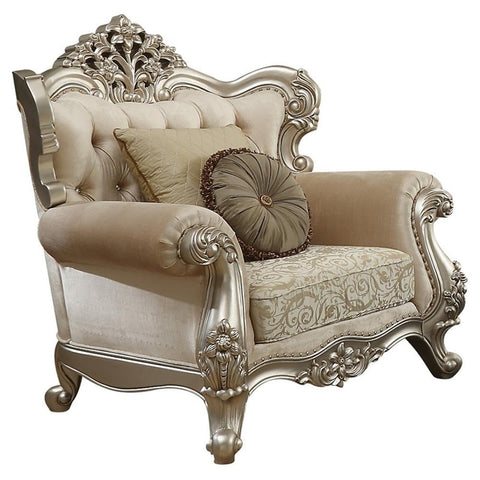 ACME Bently Chair w/Pillows, Fabric & Champagne