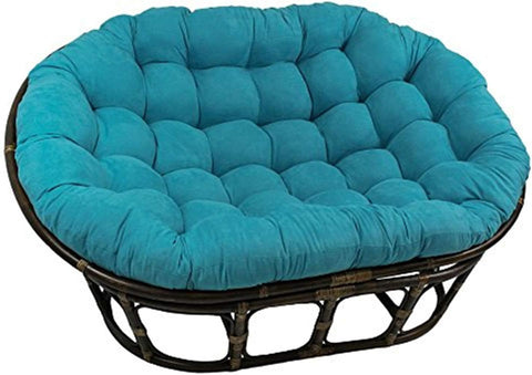 Furniture Piece 63x45-Inch Double Papasan with Micro Suede Cushion, Aqua Blue