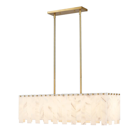 Oakestry 5 Light Linear Chandelier Modern Pendant Chandelier Lighting Fixture Polished Finish Elegant Ceiling Light for Kitchen Island Dining Room Adjustable Hanging Lamp